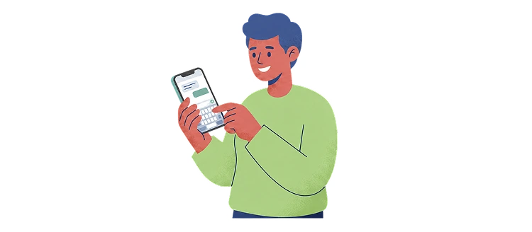 Ilustração de usuário utilizando o celular