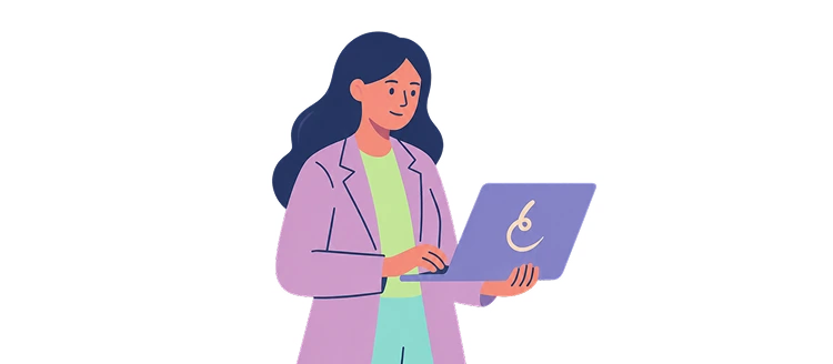 Ilustração de atendente com notebook